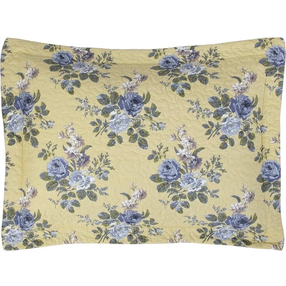Laura Ashley Twin Quilt Set Reversible Cotton Bedding With Marching Sham Light